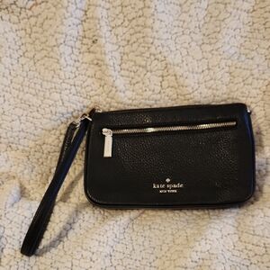 Kate Spade Black Pebbled Leather Wristlet